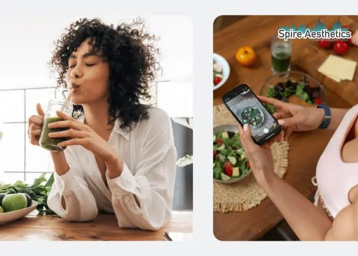 Image of woman looking into her diet and fat freezing Renfrew to improve her health